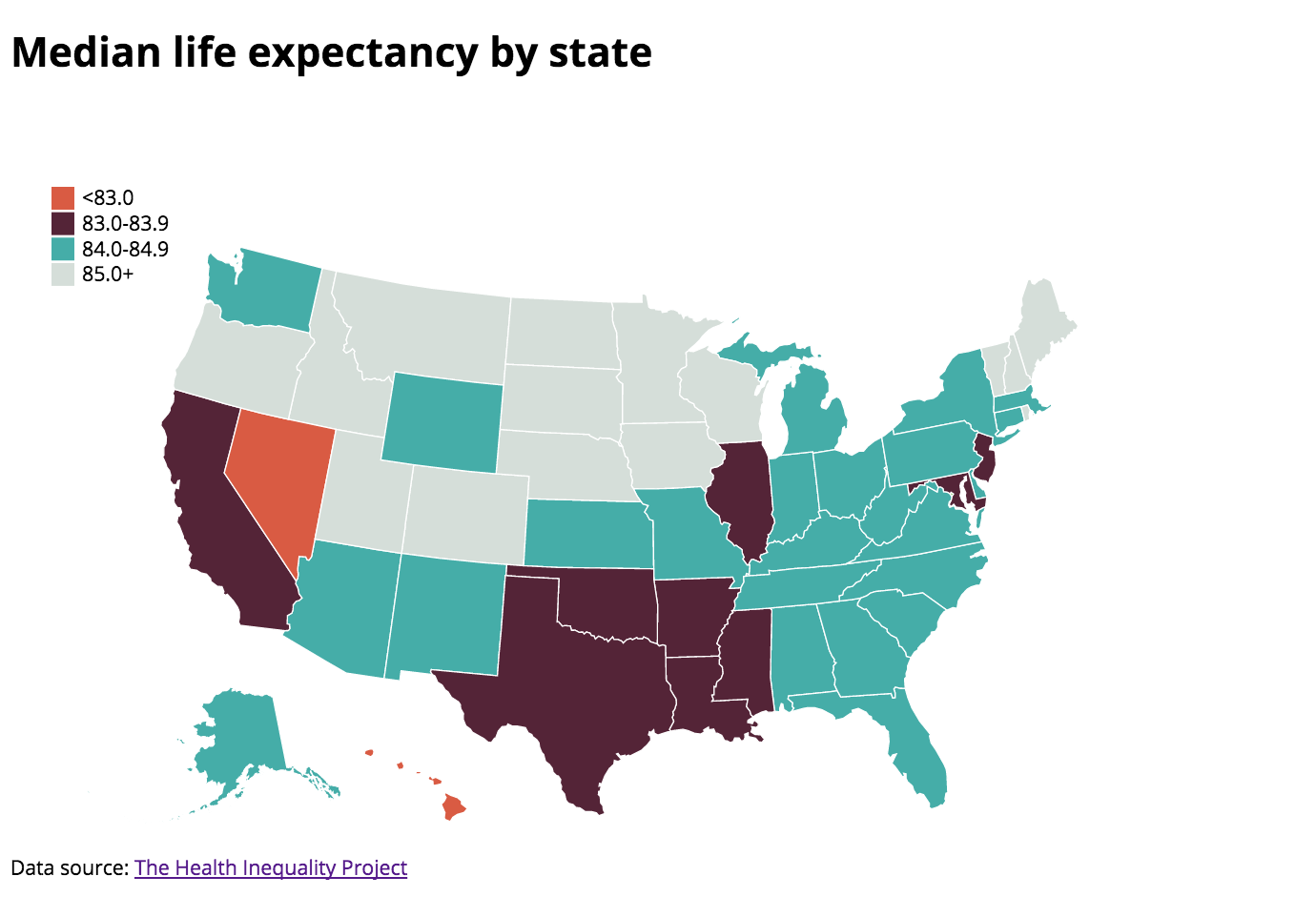 Life expectancy of people in U.S. states an interactive map Rebecca